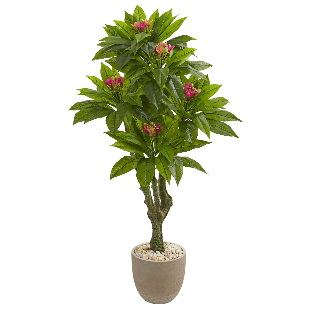 5ft. UV Resistant Plumeria Artificial Tree in Decorative Planter